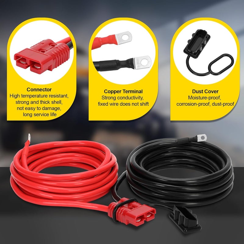 Anrain 14FT Quick Disconnect Winch Power Cable, 2 Gauge 2 AWG Copper Wiring, 175A Quick Disconnect Connector for Forklift Car Motor Tractor Wide Range of Winching Applications - Image 3